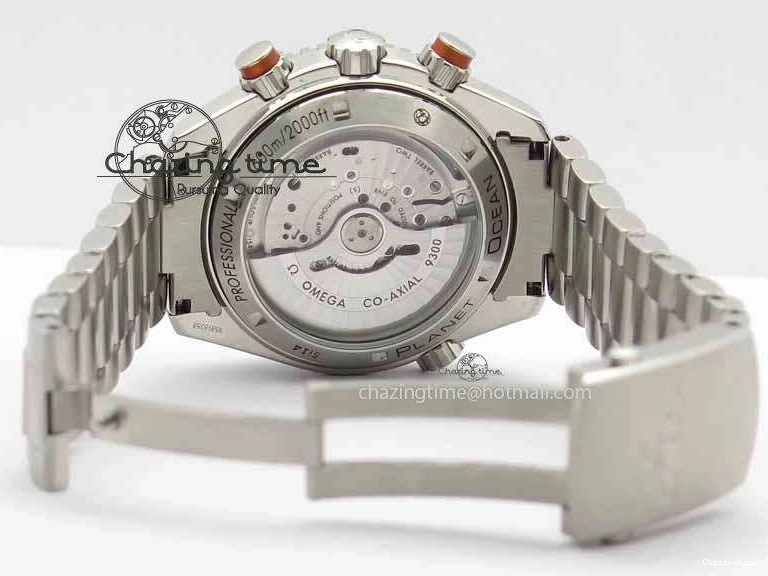 0110 Sophisticated Planet Ocean Master Chronometer Chrono SS OM 1:1 Best Edition Orange On SS Bracelet A 8156